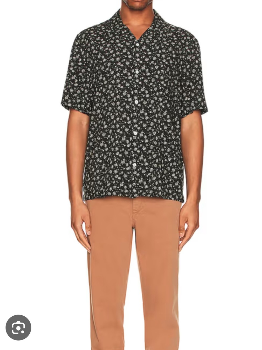 NWT Rag & Bone Navy Floral Printed Avery Shirt M Short Sleeve